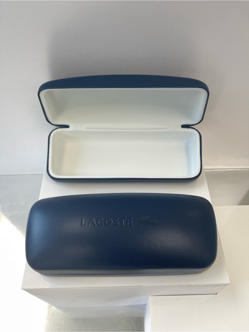 Lacoste Navy and White Hard Eyeglasses Case